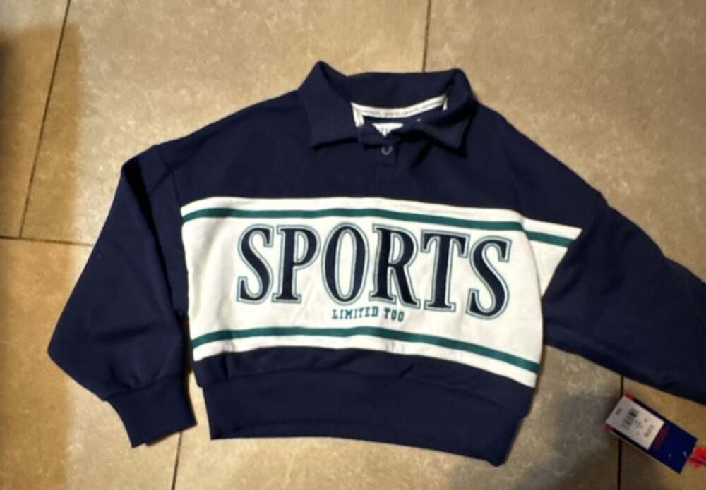 Limited Too Sports Collared Sweatshirt Size S (7/8) Navy